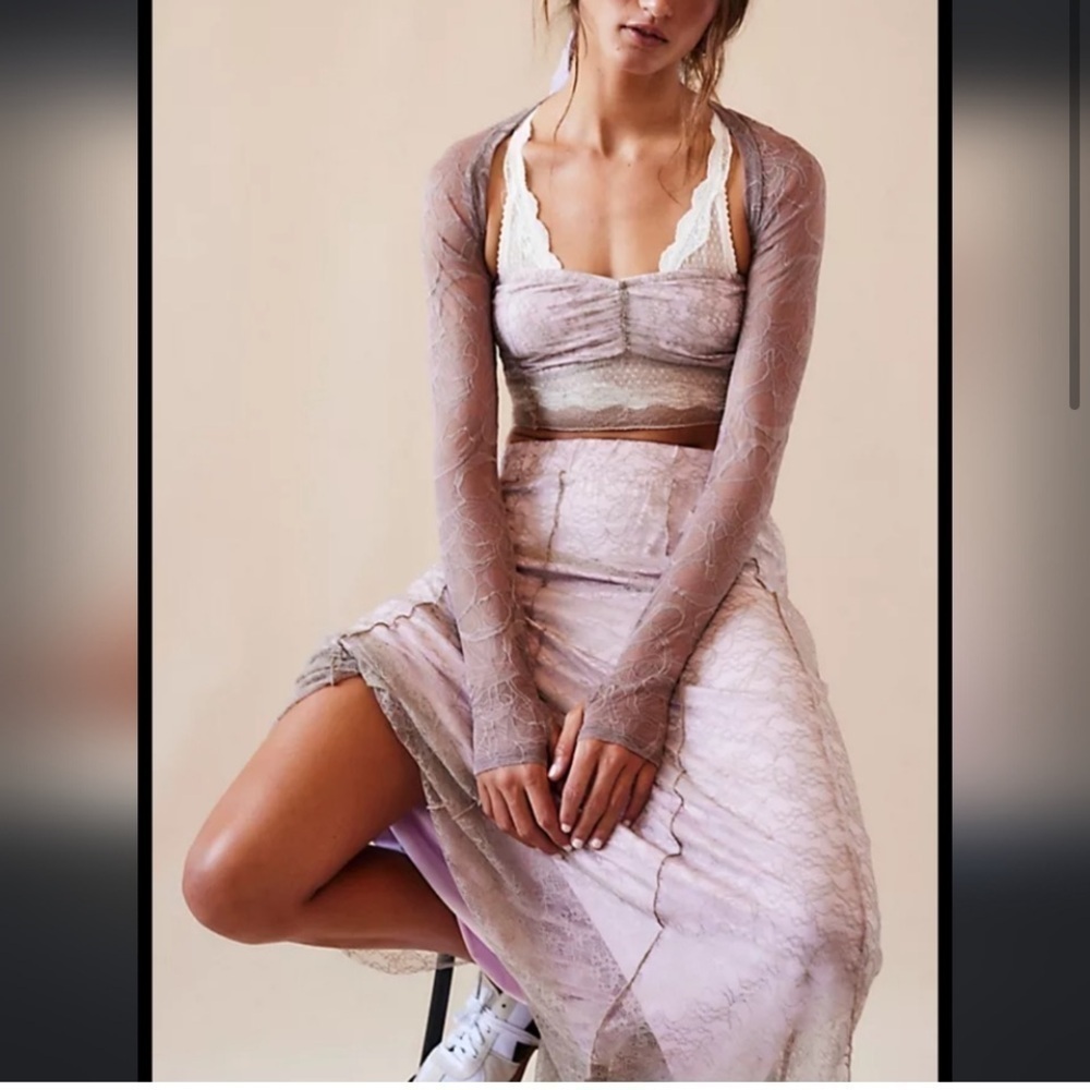 Free People Shape Of You Maxi Skirt Set New without tag Size XS Sandy Pink Combo - Picture 13 of 13